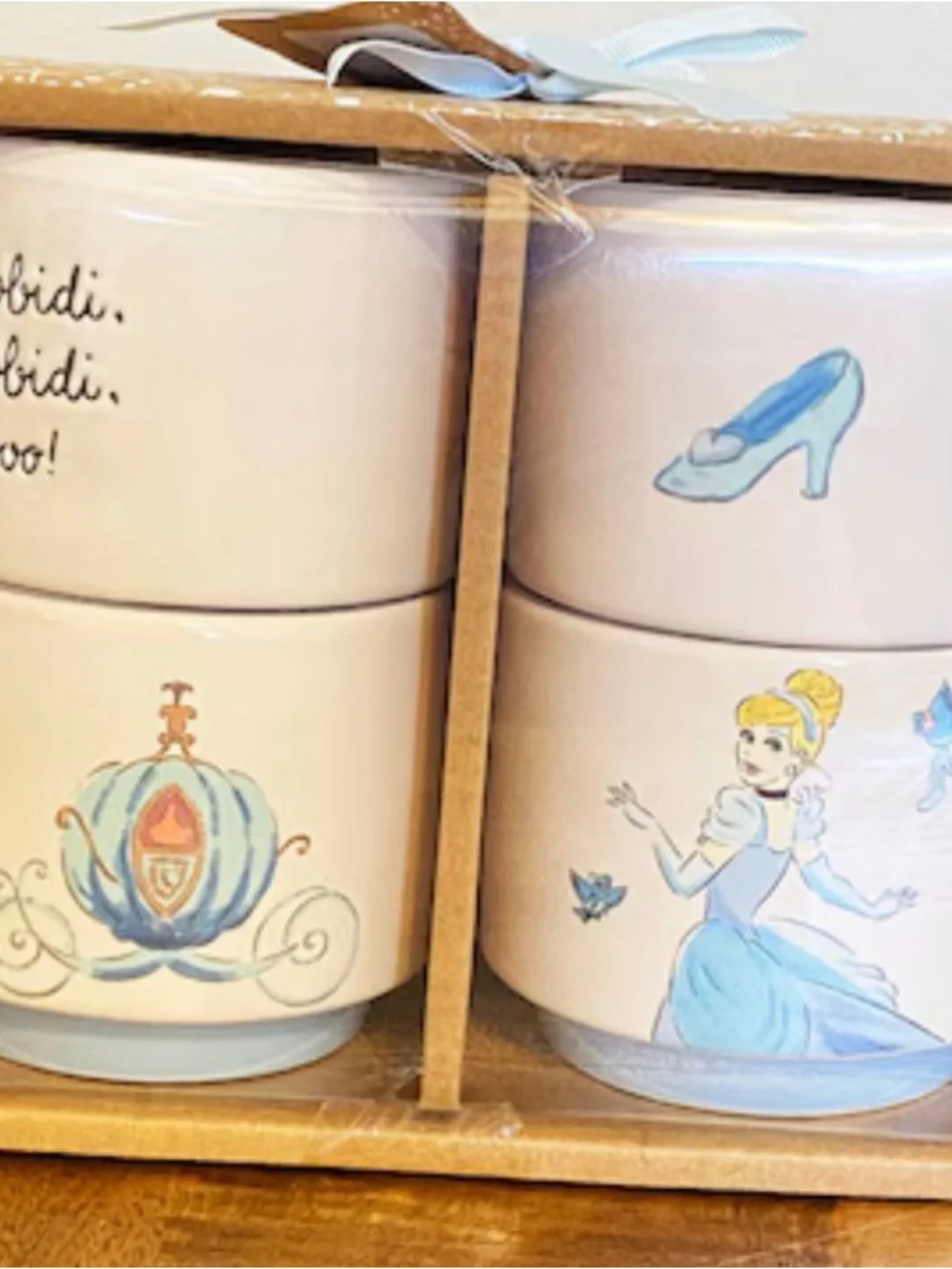 Rae Dunn Ceramic Cinderella Storage Set - Blue and Cream